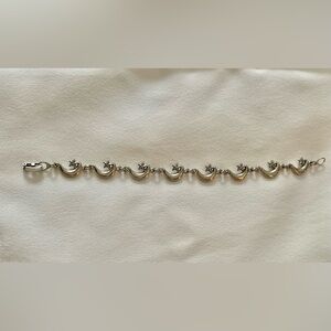 Crescent Moon & Stars Silver Bracelet
